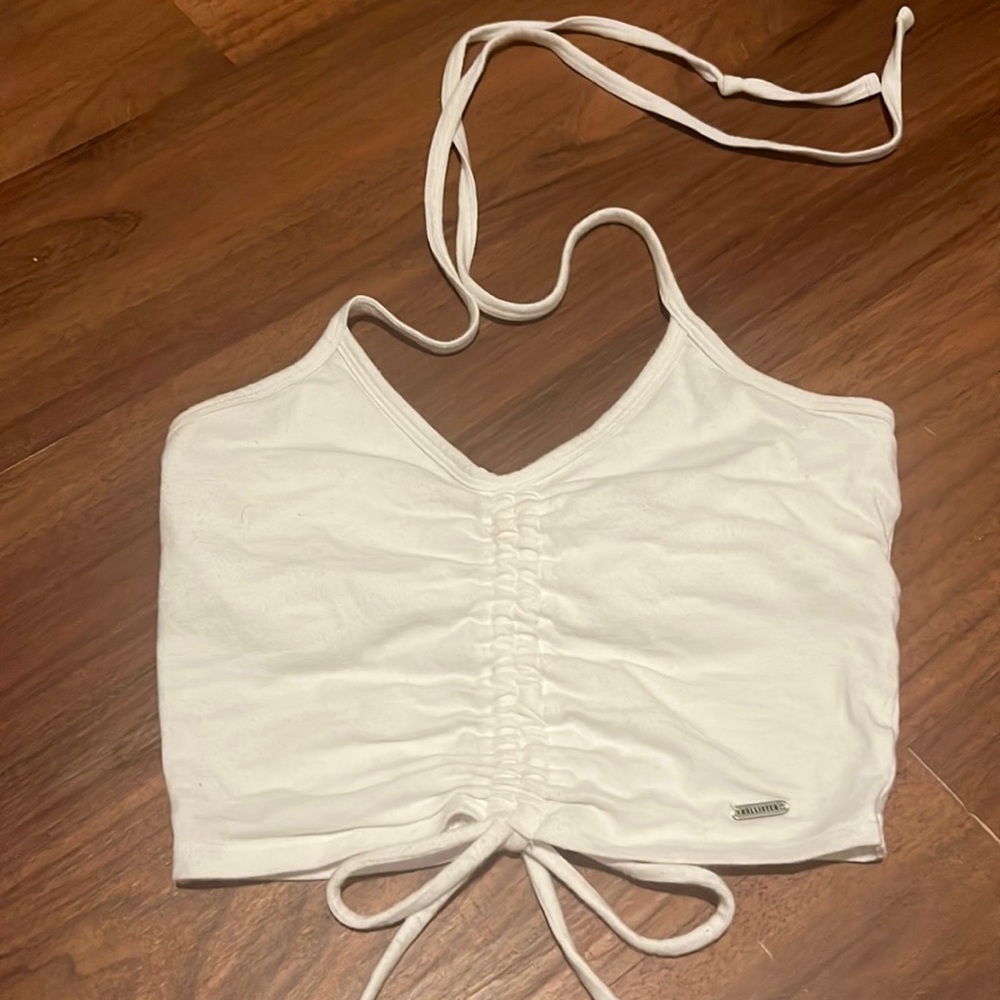 Hollister white-tied cropped tank top. (Rarely worn)